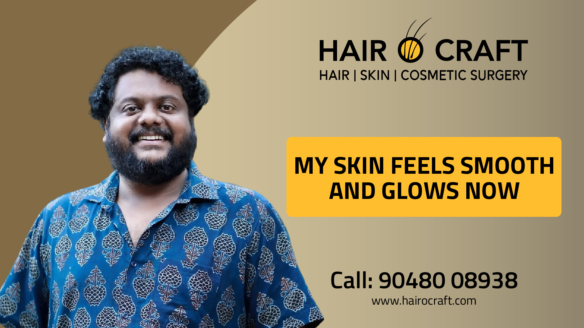 Malayalam actor Vishnu Govindan came for carbon laser peel skin treatment at Hair O Craft